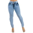 thumbnail image 3 of Moda Xpress Women's Juniors Butt Lifting Mid Rise Stretch Skinny Jeans Acid Wash 10924N, 3 of 6