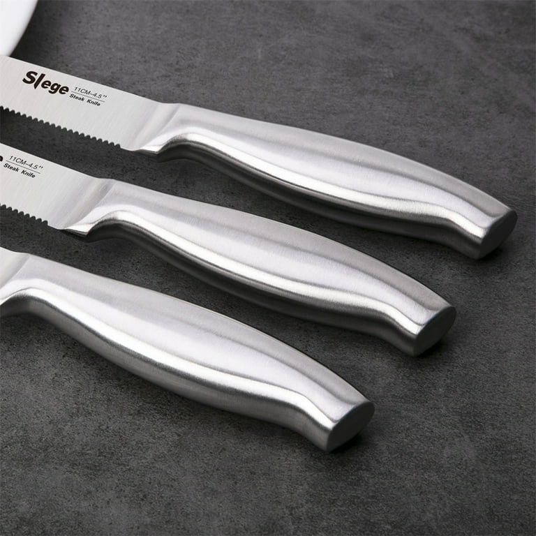 Slege Steak Knife Set of 8, Serrated Stainless Steel Steak Knife