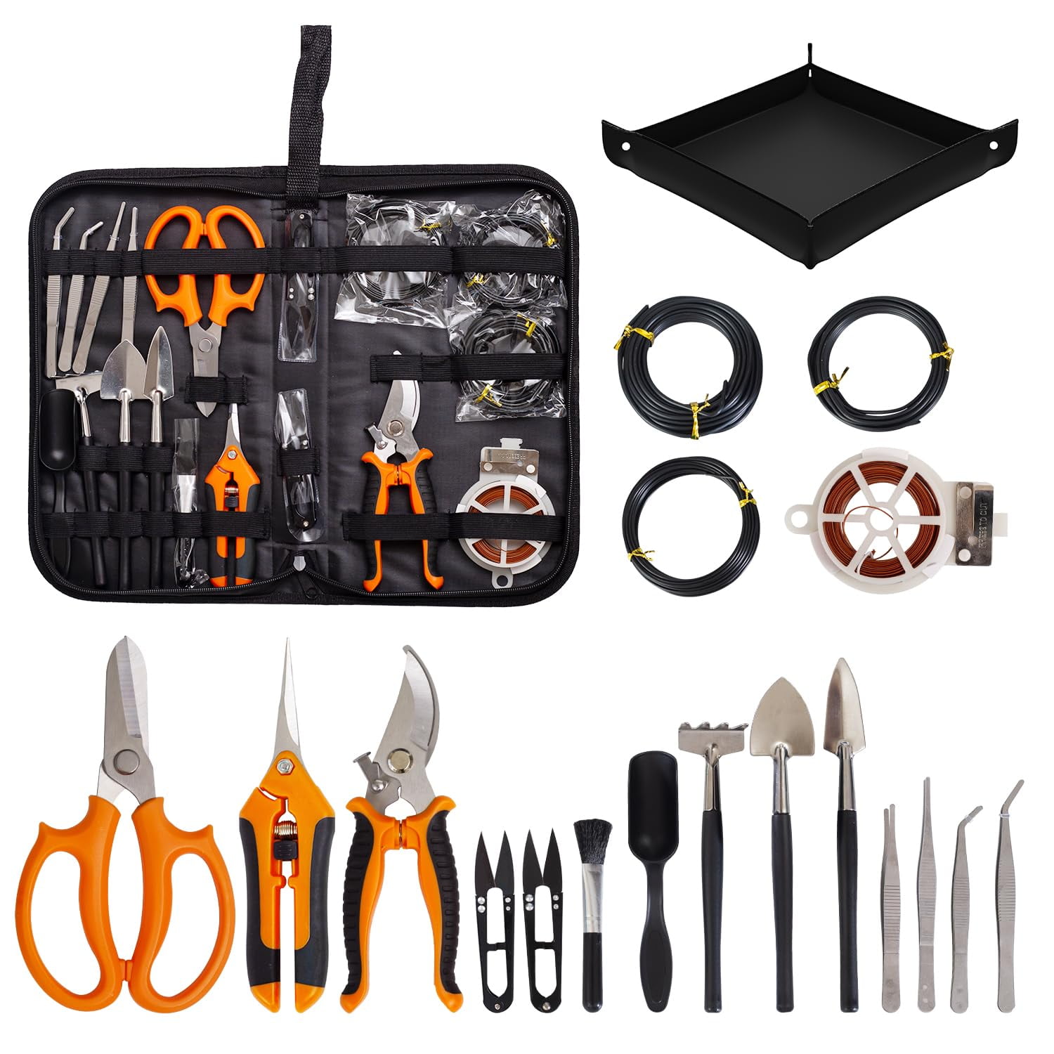 Bonsai Tools Kit 20 Pcs Garden Tools Set for Beginner Gardening Gift for Women Men Includes Bonsai Wire Kit Plant Mat Pruning Shears Bonsai Scissors Succulent Tools in Leather Storage Bag