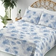 thumbnail image 3 of Ambesonne Floral Fitted & Flat Sheet with Shams 4 Pcs Set, Chamomile Petal Pastel Bloom, Queen, Pale Ceil Blue and White, 3 of 5