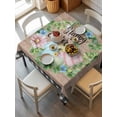 thumbnail image 2 of Easter Suqare Tablecloth - 54 x 54 Inch, Spring Colorful Eggs Flower Leaf Wood Grain Plaid Waterproof & StainResistant Tablecloth, Washable Oil-proof Table Cover for Dining/Party/Wedding/Buffet, 2 of 9