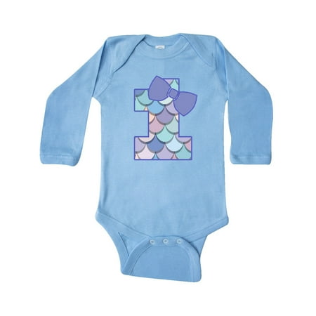 

Inktastic 1st Birthday Mermaid 1 Year Old Gift Baby Girl Long Sleeve Bodysuit