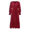 thumbnail image 7 of Sngxgn Women's V Neck Sleeveless Ruched Bodycon Party Dress(Red,M), 7 of 7