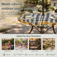 thumbnail image 6 of Round Outdoor Tablecloth with Umbrella Hole and Zipper, Sunflowers Tablecloth with Elastic Waterproof, Farmhouse Summer Floral Black White Plaid Patio Table Covers for 36" - 44" Picnic Pool Tables, 6 of 9