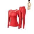 thumbnail image 2 of Hugcore Thermal Underwear for Women Elastic Thermal inner Wear Women's Thin Thermal Underwear Set High Elastic Long Base Layer Womens Thermal Set, Red, XL, 2 of 9