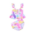 thumbnail image 3 of 2Pcs Little Girl Unicorn Print Bikini Swimsuit Toddler Kids Colorful Ruffle Swimwear Summer Beach Bathing Suit, 3 of 7