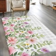 thumbnail image 3 of Colorful Flowers Area Rug 3x5 Washable Rug Non Slip Spring Floral Leaves Botanical Gray Plaid Large Area Rug Indoor Floor Carpet for Entryway Bedroom Kitchen Living Room Home Office Dining Room, 3 of 8