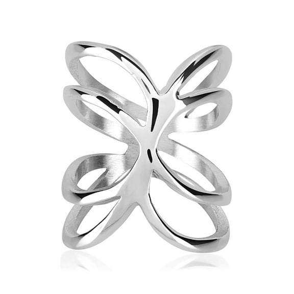 ELYA Jewelry Women's Polished Intertwined Stainless Steel Ring