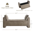 thumbnail image 4 of Usaint Upholstered Storage Bench, Padded Armrest Bedroom Bench for Bedroom, Entryway, Living Room, Brown, 4 of 9