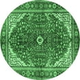 thumbnail image 1 of Ahgly Company Indoor Round Medallion Emerald Green Traditional Area Rugs, 3' Round, 1 of 4