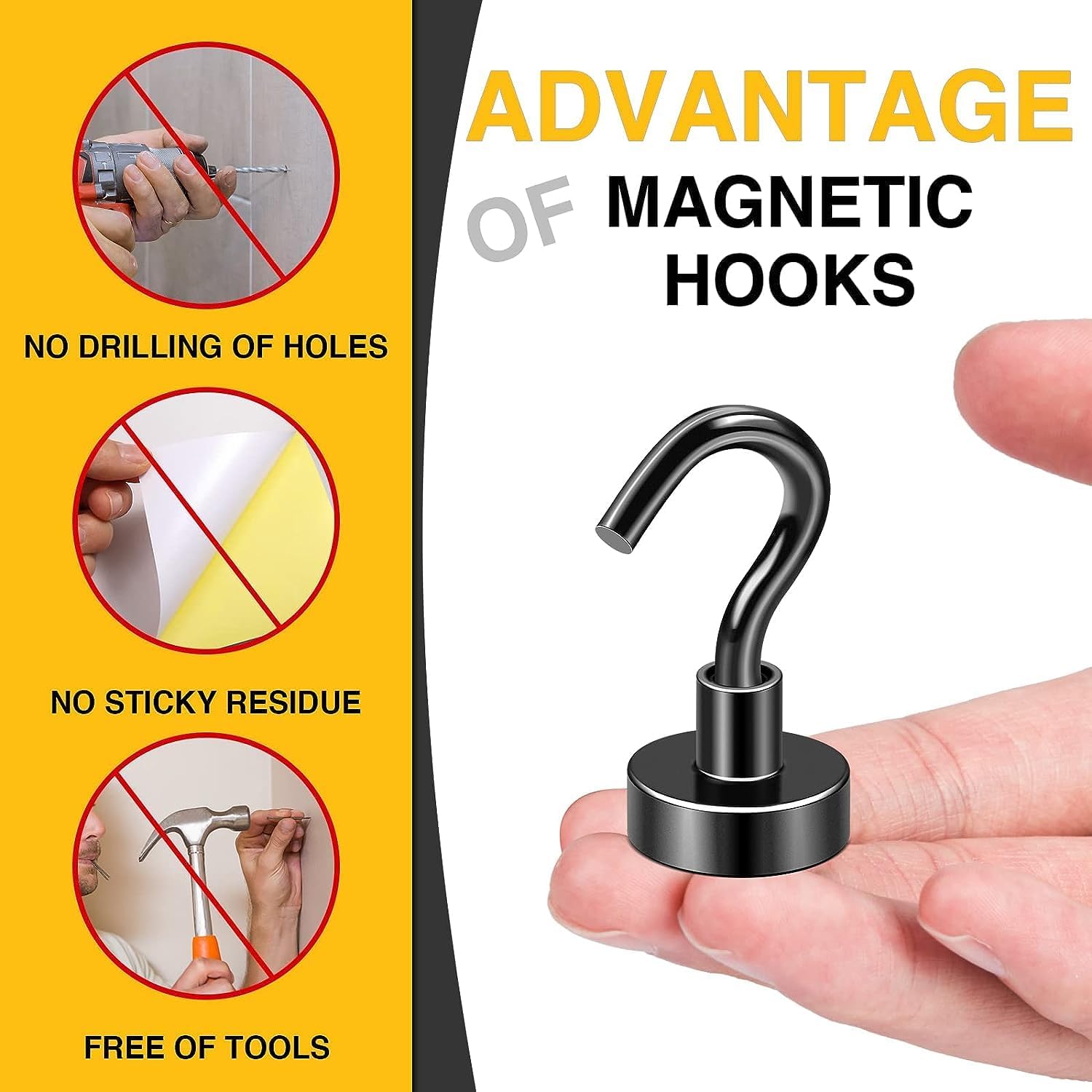 AllWays Plaza Magnetic Hooks, 30Lbs Strong Heavy Duty Cruise Magnet S-Hooks for Classroom, Fridge, Hanging, Cabins, Grill, Kitchen, Garage, Workplace and Office Etc, (100 Pack-Black)