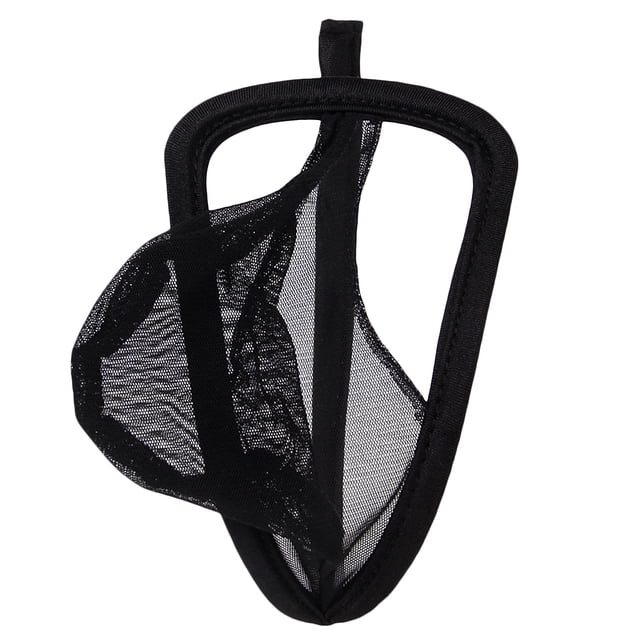 Men's Mesh Posing Pouch Apertura Panty Calzoncillos Clubwear Salvador Negro atractivo para hombre de C-string malla elástica bolsa Thong Encanto ropa interior de Panty