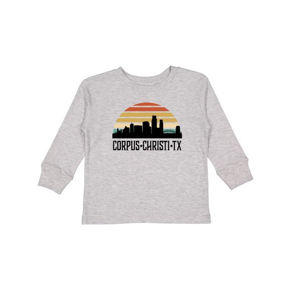 Inktastic Corpus Christi Texas Skyline Retro Boys or Girls Long Sleeve Toddler T-Shirt