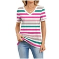 thumbnail image 2 of gbyLJF Womens V Neck T-Shirts Short Sleeve Striped Tops Dressy Casual Printed Blouses 2026 Trendy Summer Tees, 2 of 8