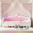 thumbnail image 2 of Twin Extending Daybed with LED Lights, Modern Upholstered Princess Daybed With Crown Headboard,White, 2 of 10