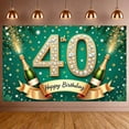 thumbnail image 3 of Decorated 40th Birthday Banner Champagne Bottle Happy Birthday Display Gold Ribbon Green Background Birthday Party Backdrop for 40th Birthday Party Adult Gathering Anniversary Celebration, 3 of 4