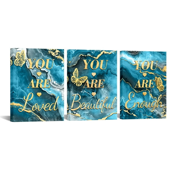 Furnster Inspirational Quotes Wall Art Decor Picture Motivational Sayings Canvas Print Wall Art for Girl’s Room Framed Canvas Prints Positive Words Poster 12''X16''X3pcs