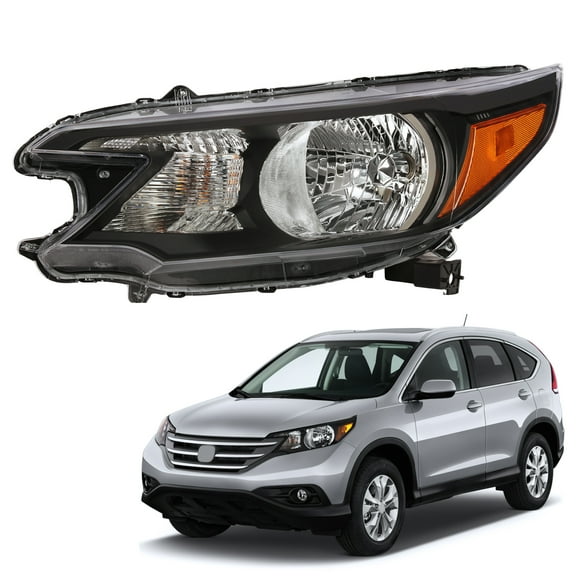 HOUGEET Headlights Assemblies Fits for Honda CR-V 2012 2013 2014 - Factory Style Halogen Headlamp with Amber Reflector, Includes Driver Side