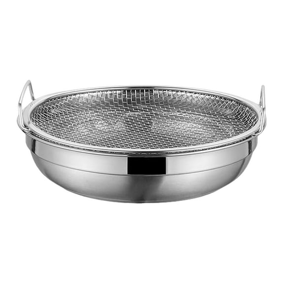 QDJZ Stainless Steel Filter Basket Reusable Round Mesh Tray Frying Grilling Kitchen Strainer Fruit Vegetable Water Filter Basket,S