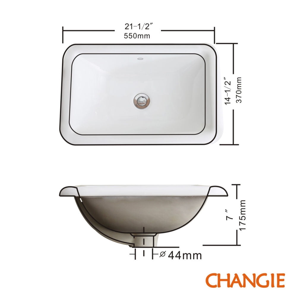 Kepooman 1027W Top Mount Vanity Sink, Porcelain Drop in Basin for Bathroom, White, 22" x 15"
