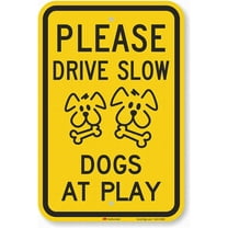Garage Decor Sign Please Drive Slow-Dogs at Play Safety Sign Caution Warning Sign Tin Metal Decor Sign 8x12