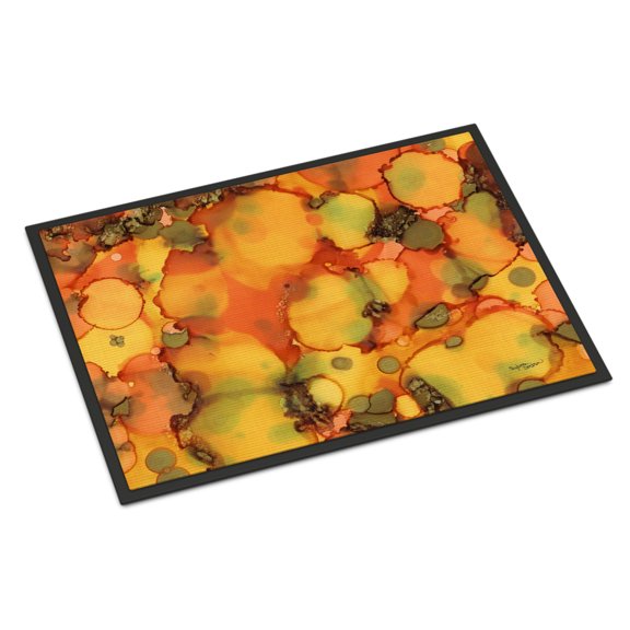 Abstract in Orange and Greens Door Mat