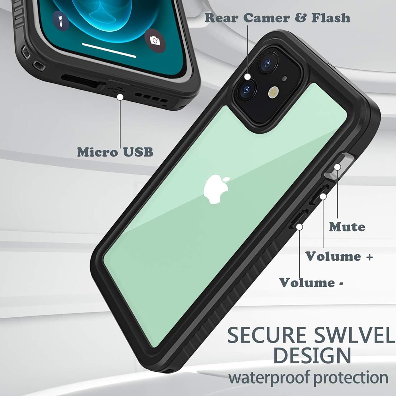 for iPhone 11 Waterproof Case - Shockproof Dustproof Case with Built-in Clear Screen Protector, Full Body Heavy Duty Sealed Protective Cover for iPhone 11,Black