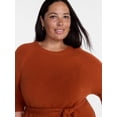 thumbnail image 4 of Terra & Sky Women's Plus Tie Waist Mini Sweater Dress with Short Sleeves, Sizes 0X-5X, 4 of 5