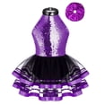 thumbnail image 2 of Jizyo Robe Tutu à Sequins pour Filles Jupe Scintillante Justaucorps Tenue de Danse Jazz Hip Hop Violet 16, 2 of 6