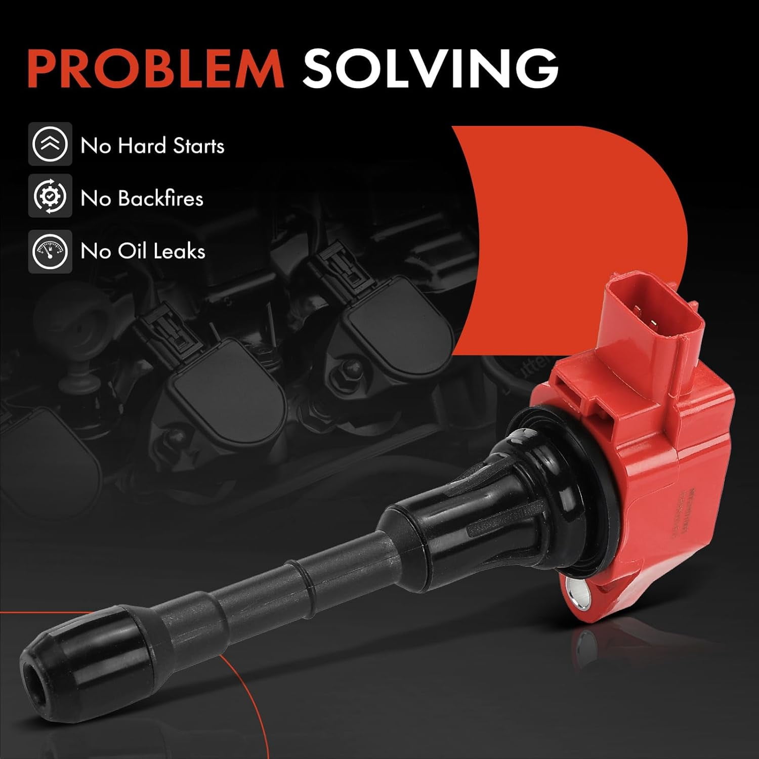A-Premium (Red) Engine Ignition Coil Pack Compatible with Nissan Altima 2007-2018, Murano 2009-2023, Pathfinder, Maxima, Quest & Infiniti QX60, Q50, G25, G35, M35h, Q70, JX35, FX35, EX35, 6-PC Set