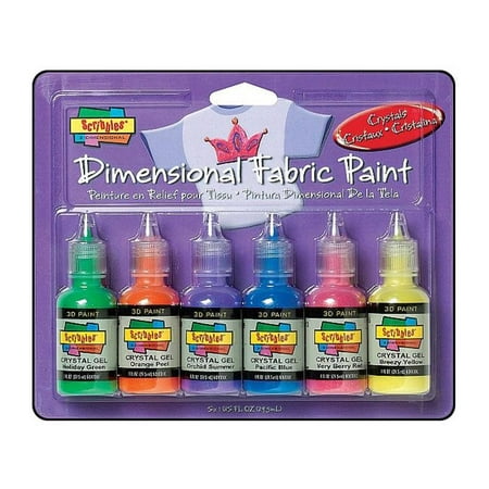 Scribbles Fabric Paint Set 3D Crystals 6pc