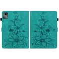 thumbnail image 2 of FJLBDE Case for Lenovo Tab M11 2023/Xiaoxin Pad 2024 11 inch, Embossed Flower PU Leather Flip Wallet Folio Stand Cover with Pencil Holder, Green, 2 of 7