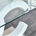 thumbnail image 4 of Modern Tempered Glass Dining Table, 70" White Tabletop, Stainless Steel Base, for Dining Room, Easy Clean, 4 of 6