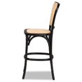 thumbnail image 3 of Baxton Studio Vance Mid-Century Modern Brown Woven Rattan and Black Wood Cane Counter Stool, 3 of 7