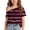 Wine, variant on SHTXOZHI Girls Striped Cold Shoulder Tops Short Sleeve Casual T-Shirts Party Birthday Blouses with Spaghetti Strap