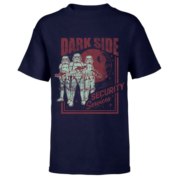 Star Wars Stormtrooper Dark Side Security Services Vintage Standard - Short Sleeve T-Shirt for Kids – Customized-Navy