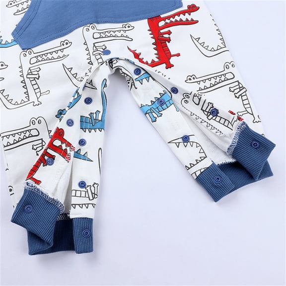 Vedolay Bodysuits for Boys Sunflower Print Long Sleeve Belted Romper Long Jumpsuit,Blue 9-12 Months