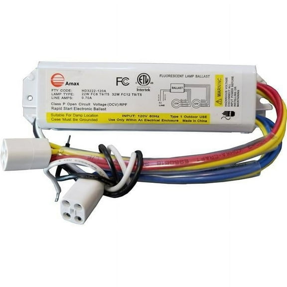 Amax lighting HD3222-120A Amax Lighting HD3222-120A FC8T9/T5 and FC12T9/T5 120-Volt 6.63 in. Electronic Ballast 2 Lamp