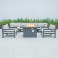 thumbnail image 6 of LeisureMod Chelsea 7-Piece Patio Conversation Set Outdoor Sectional Sofa Set Black Aluminum With Fire Pit Table & Cushions in Beige, 6 of 13