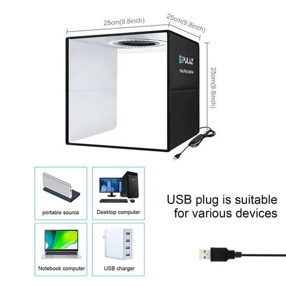 Mini Photo Studio Light Box,Photo Shooting Tent kit, Portable Folding Photography Light Tent with CRI >95 96pcs LED Light & 6 Kinds Double-Sided Color Backgrounds for Small Size Products