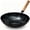 Black, variant on JIOABL 13.5 In Carbon Steel Wok, Pre-Seasoned Stir Fry Pan with Wooden Handle, Flat Bottom for Gas Induction Grill Campfire, Black