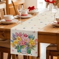 thumbnail image 5 of Spring Floral Table Runner - 72 Inch Long Watercolor Lavender Daisy Butterflies Linen Cotton and Linen Blended Dress Scarves Farmhouse Table Runner for Kitchen Dining, Coffee Table, 13" x 72", 5 of 8