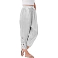 thumbnail image 7 of Bovemsi Casual Pants for Women Women's Fashion Solid Color Cotton Linen Elastic Trousers Beach Line Beach Trousers with Pockets, 7 of 7