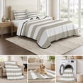 thumbnail image 6 of Twin Quilt Set 68''x86'', Beige Stripes Lightweight Summer Bedspread Coverlet Set with 2 Pillow Shams, Simple Beige White Texture Breathable All Season Quilt Bedding for Dorm/Bedroom, 6 of 9