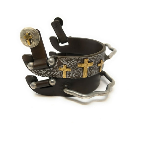 AJ Tack Ladies Antique Brown Three Cross Bumper Spurs