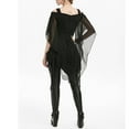 thumbnail image 4 of DHFJKG Womens Off The Shoulder T Shirt Gothic Clothes Lace Trim Mesh Layered Halloween Tops, 4 of 9