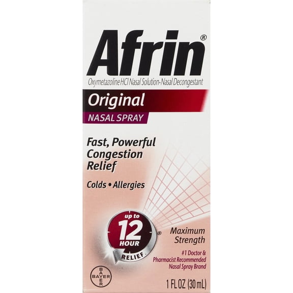 Afrin Original Nasal Spray Maximum Strength 12Hr Congestion Relief, 1 oz
