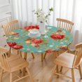 thumbnail image 3 of Pioneer Flower Floral Print Pattern Round Fitted Tablecloth with Elastic Edge,Dining Table Cover Waterproof,Outdoor Round Tablecloth for Camping,Dining,Indoor and Outdoor, 3 of 7