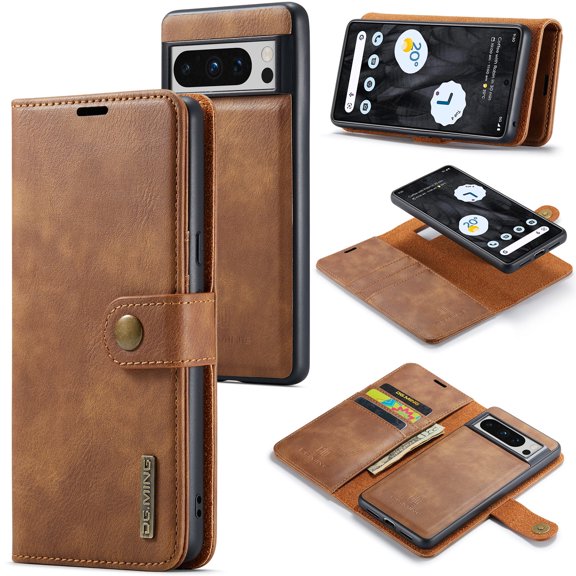 for Google Pixel 9 Pro XL Case PU Leather Detachable Vintage Wallet Flip Magnetic Closure Drop Protective Slim Card Holder Phone Cover