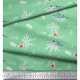 thumbnail image 3 of Soimoi Green Poly Georgette Fabric Palm Tree & Sunset Beach Print Sewing Fabric Yard 52 Inch Wide, 3 of 3